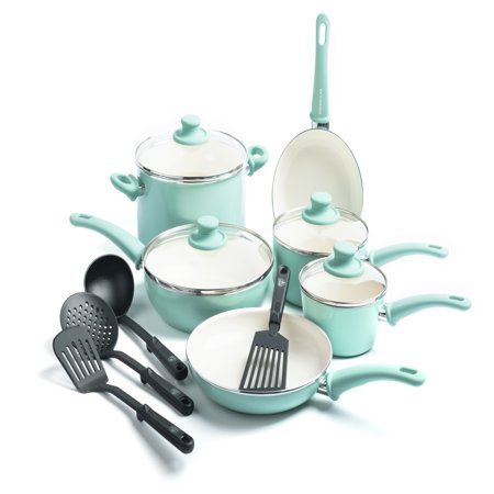 GreenLife Ceramic Non-Stick Cookware Set, 14 Piece - Walmart.com