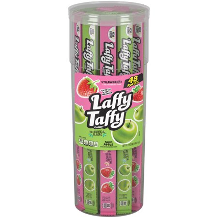 Sour Green Apple - Laffy Taffy Strawberry & Sour Apple Ropes Candy Variety Pack Canister, 2.43 Lb