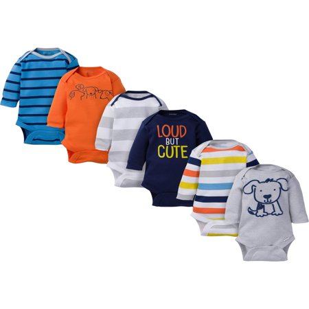 Assorted Long Sleeve Bodysuits Set, 6pk (Baby (Best Intercourse Position To Conceive Baby Boy)