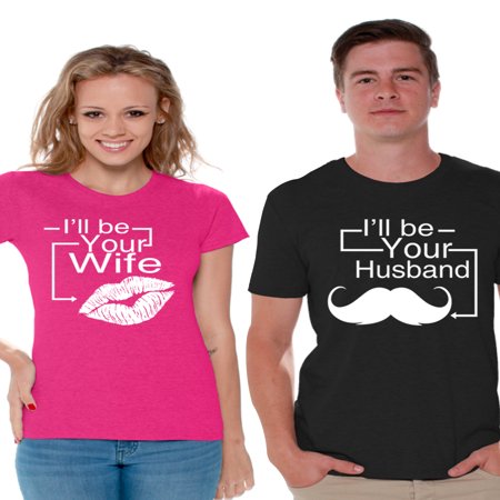 Awkward Styles Matching T Shirts for Couples I'll Be Your Husband Shirt I'll Be Your Wife Shirt Valentine's Day Gifts for Husband Gifts for Wife Matching Couple Shirts Couple Wedding Party