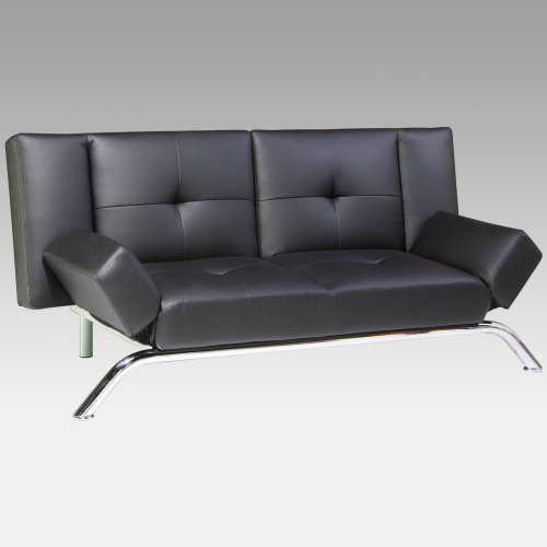 Emma Convertible Futon Sofa Bed, Black