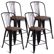 Bar Height Chairs Costway Copper Set Of 4 Metal Wood Counter Stool Kitchen Dining Bar Chairs Rustic