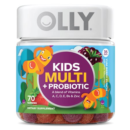 OLLY Kids' Multi + Probiotic, Multivitamin Gummies, Berry, 70