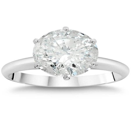 - 3ct Round Brilliant Diamond Solitaire Engagement Ring 14K White Gold