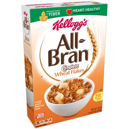 Kellogg's All-Bran Complete Wheat Flakes Breakfast Cereal, 18 Oz ...