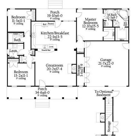 TheHouseDesigners 8787 Southern Cottage House  Plan  with 