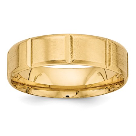 Comfort Fit Fancy Wedding Band - 14k Yellow Gold Heavy Comfort Fit Fancy Wedding Band Size 10