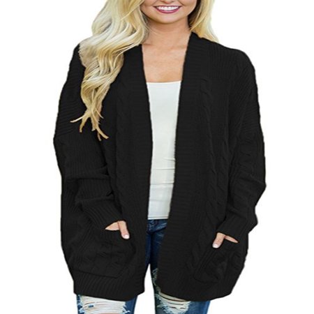 Cardigan Women Sweater Women Winter Cardigan Long Bat Sleeve Open Front Oversized Sweater Cardigan Outwear Coat ()