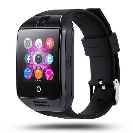 Black Bluetooth Smart Wrist Watch Phone mate for Android Samsung Touch Screen Blue Tooth SmartWatch with Camera for Adults for Kids (Supports [does not include] SIM+MEMORY CARD) Q18