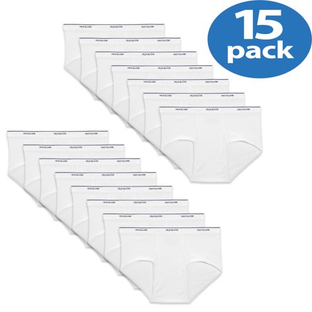 - Men's Dual Defense Classic White Briefs, 15 Pack
