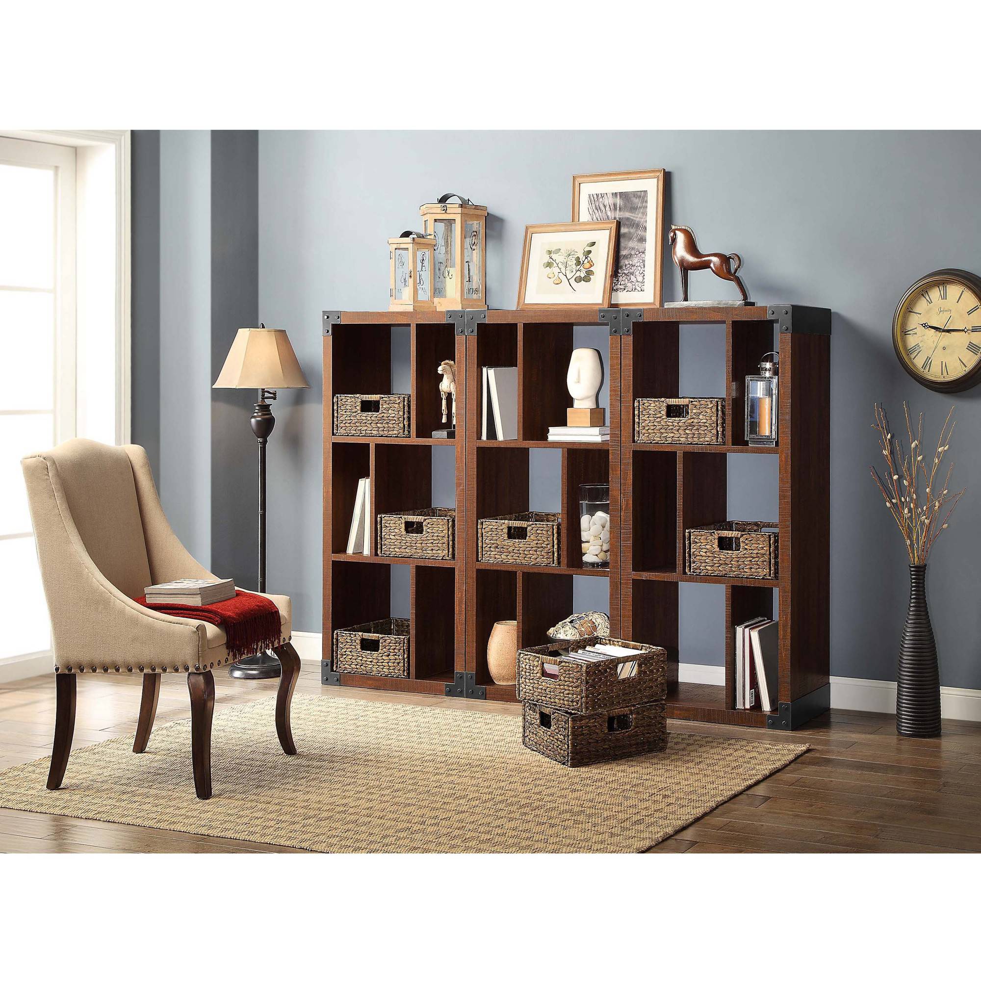 Whalen Landon TV Stand with Cube Organizer for Flat Panel Screen TV's up to 45'', Rustic Brown