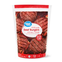 Great Value Beef Burgers, 80% Lean/20% Fat, 12 ct, 3 lb