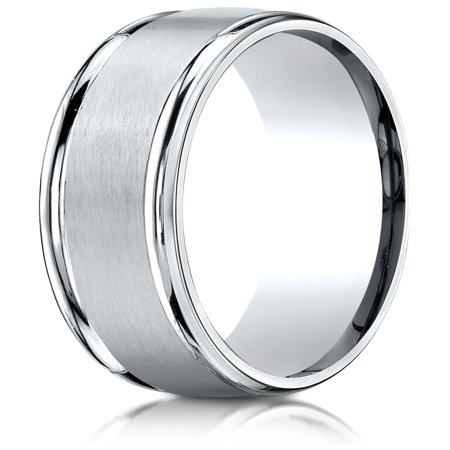 Carved Out Polished Finish - 10k Gold 7mm Comfort-fit Satin Finish High Polished Round Edge Carved Design Band