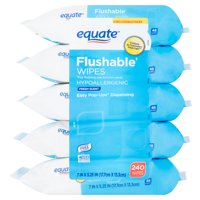 Equate Flushable Wipes, Fresh Scent, 2 packs of 5 (10 packs total)
