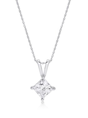 Princess Cut Pendant Necklace made with Zirconia from Swarovski, 18"
