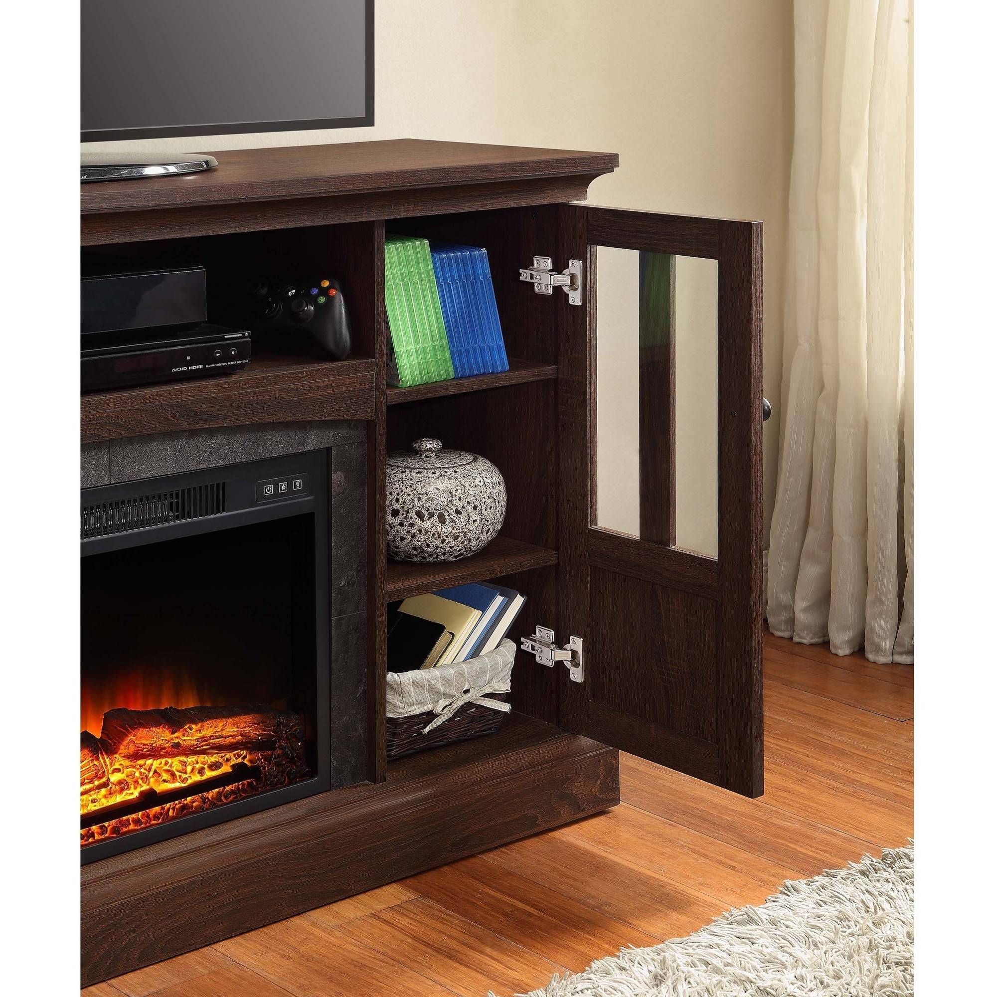 Whalen Media Fireplace Console for TVs up to 60'', Brown Ash
