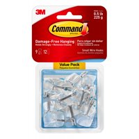 Command Clear Small Wire Hooks, 9 Hooks, 12 Strips (Holds 0.5 lb)