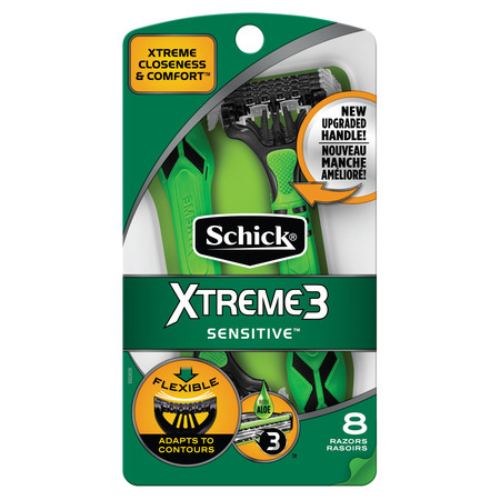 Schick Xtreme 3 Sensitive Skin Men's Triple Blade Disposable Razor - 8 (Best Razor For Sensitive Bikini Area)