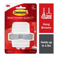 Command Broom Gripper, White and Grey, 1 Gripper, 2 Strips (Holds up to 4 lb)