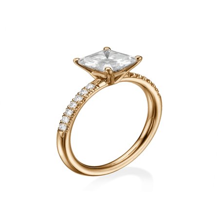 Asscher Cut Vs Princess Cut D-F VS 6.50MM Forever One Moissanite Engagement Ring With Diamonds (0.42 ct Moissanite Weight, 1.44 ctw dew) Asscher Cut 14K Gold ()