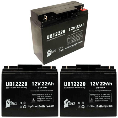 3x Pack - Compatible ActiveCare Spitfire EX 1420 Battery - Replacement UB12220 Universal Sealed Lead Acid Battery (12V, 22Ah, 22000mAh, T4 Terminal, AGM,