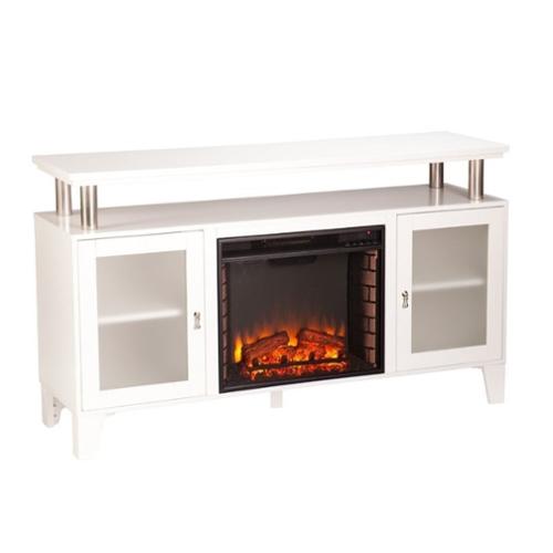 Southern Enterprises Cabrini Fireplace TV Stand in White