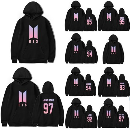 Black Label Printed Hoodie BTS Hoodie Jungkook Suga jimin K-pop Fans Sweatshirt Women Hoodies Love Yourself Bts Print Sweatshirt Women Pullovers Kpop Bangtan Boys top Lovers Hoodies ()