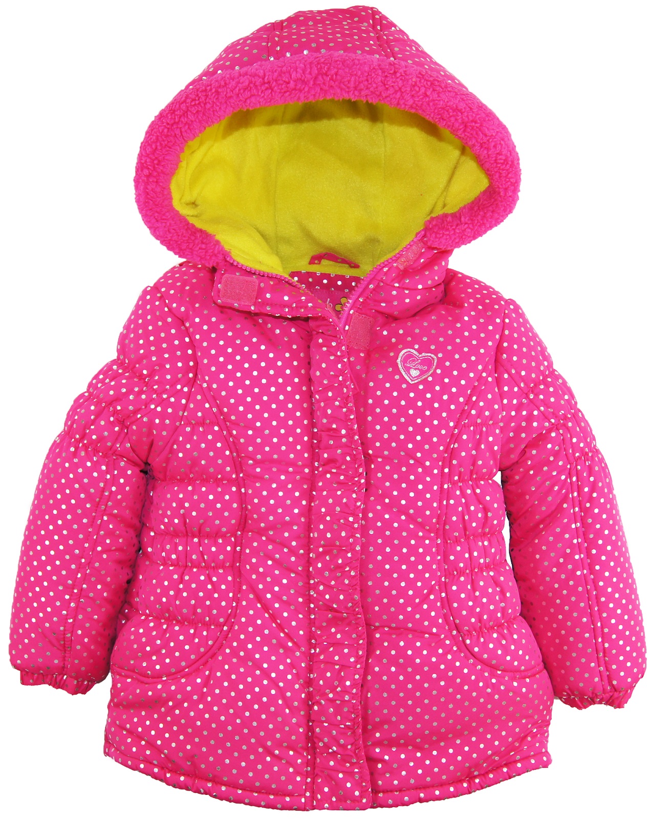 Pink Platinum Girls Lace Puffer with Ruffle 