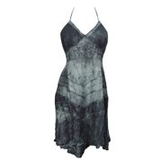 Mogul Womens Sexy Halter Dress Grey Embroidered Hippie Gypsy Boho Style Dresses XS