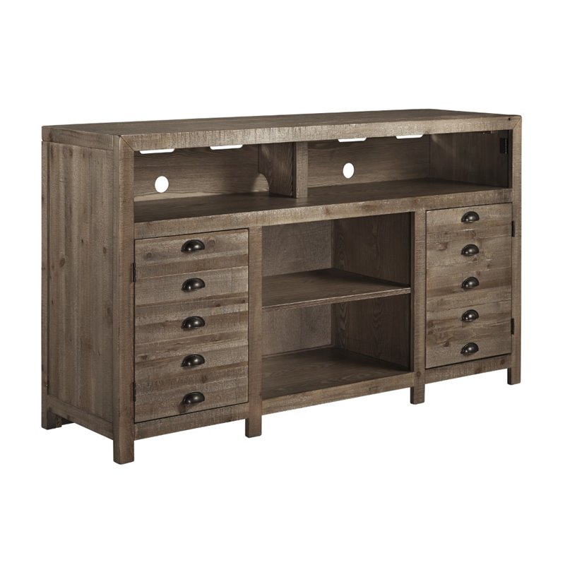 Ashley Keeblen 60'' TV Stand with Fireplace Option in Grayish Brown