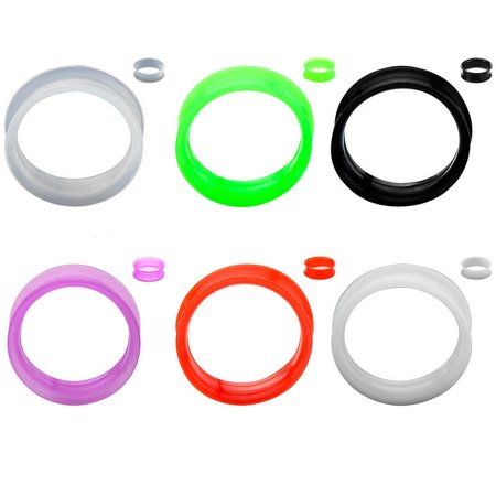 - Ear Gauges Plugs Skinny Body Jewelry Silicone Double Fared Tunnels 2g-14mm