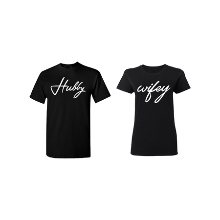 Hubby - Wifey Couple Matching T-shirt Set Valentines Anniversary Christmas Gift Men Small Women