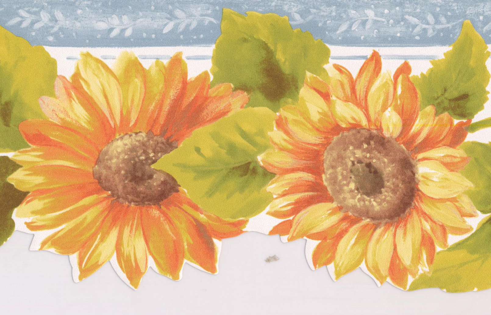 Wallpaper Border Harvest Bouquets Lavender Sunflowers and Poppies with Red Trim