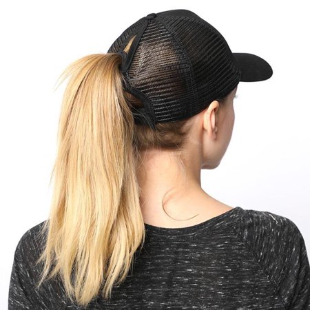 PONYTAIL BASEBALL HAT PONYCAP ADJUSTABLE TRUCKER MESSY HIGH BUN MESH CAP WOMENS PONY TAIL SLOT