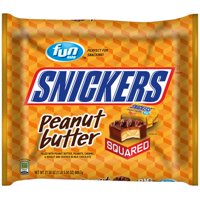 (2 Pack) Snickers, Peanut Butter Squared Fun Size Chocolate Halloween Candy Bars, 21.5 Oz