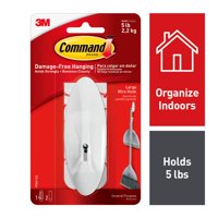 Command Wire Hook, White, Large, 1 Hook, 2 Strips/Pack