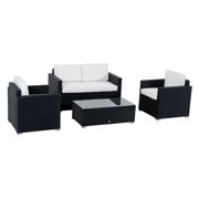 Outdoor Wicker Furniture Outsunny 4 Piece Cushioned Outdoor Rattan Wicker Sofa Sectional Patio Furniture Set