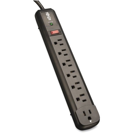Series Seven Outlet Surge Suppressor - Tripp Lite, TRPTLP74RB, Protect It! 7-outlet Surge Suppressor, 1 Each, Black