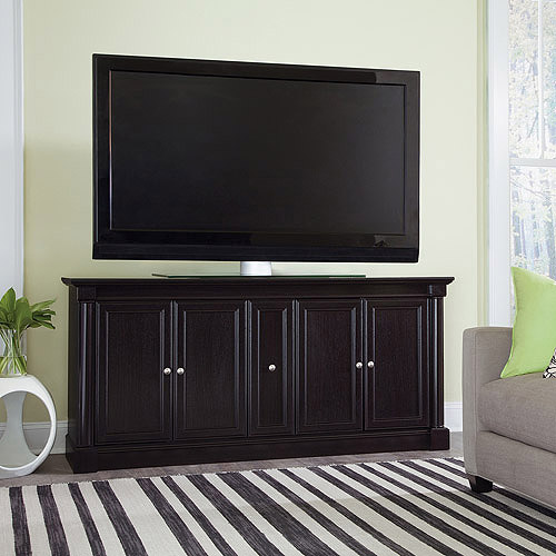 Sauder Palladi Credenza for TVs up to 70'', Waxed Black