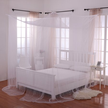 White Palace 4 Post Bed Sheer Mosquito Net Panel Canopy