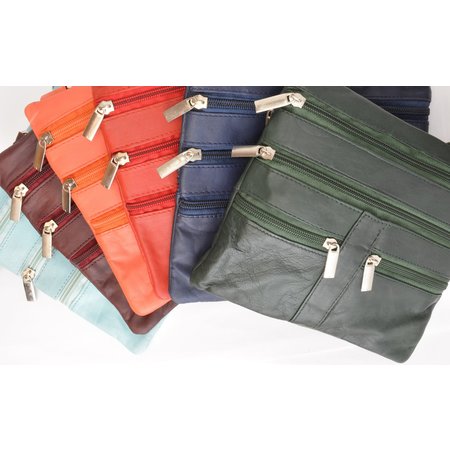 Genuine Soft Leather Cross Body Bag Purse Shoulder Bag 5 Pocket Organizer Micro Handbag Travel Wallet Many Colors
