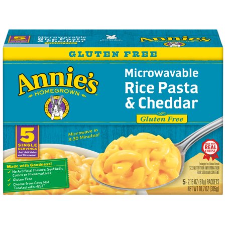 - Annie's Gluten Free Rice Pasta and Cheddar, 10.7 oz