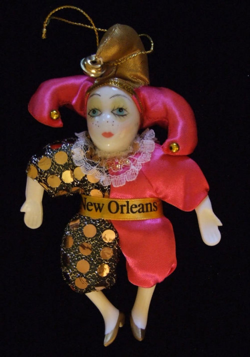 Porcelain Doll Ornament YOUR CHOICE STYLE New Orleans Mardi Gras Party Favor