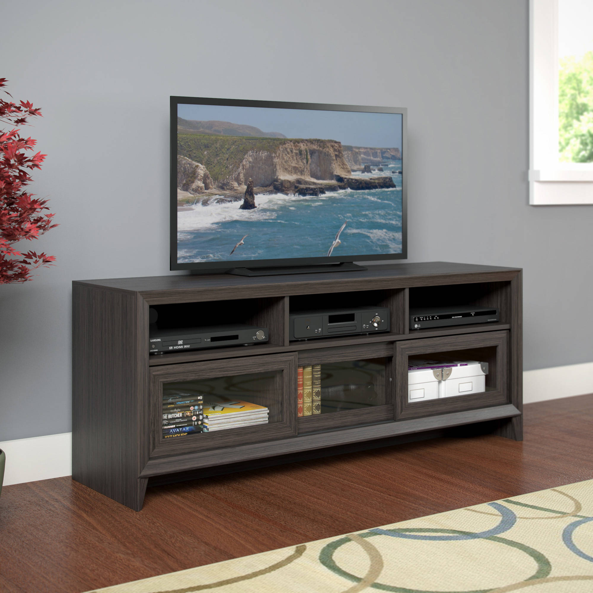 CorLiving TEK-576-B Kansas TV Bench in Modern Wenge Finish for TVs up to 60''