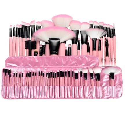Zodaca 32 pcs Makeup Brushes Superior Kit Set Powder Foundation Eye shadow Eyeliner Lip with Pink Cosmetic Pouch Bag (32 (Best Powder Brush For Loose Powder)