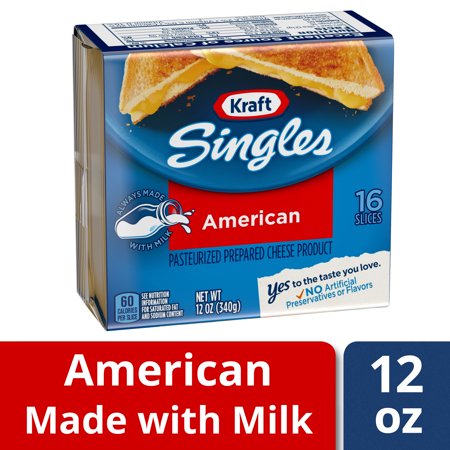 Kraft Singles American Cheese Slices, 12 oz (16 slices) - Walmart.com