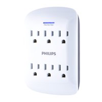 Philips 6-Outlet Surge Protector Wall Adapter, White, SPP3461WA/37