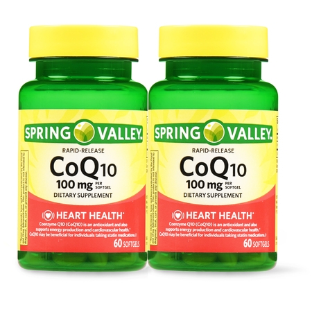 Spring Valley CoQ10 Rapid Release Softgels, 100 mg, 60 Ct, 2 (5 Best Selling Coenzyme Q10 Supplements)