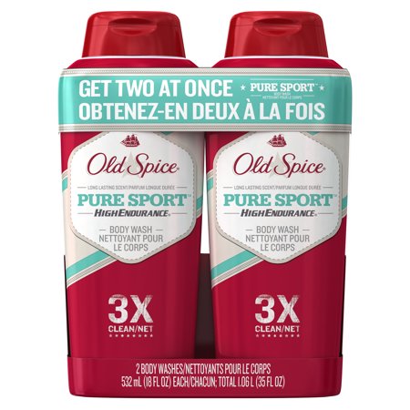 (2 pack) Old Spice High Endurance Pure Sport Body Wash 2X18
