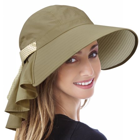 Flap Happy Cotton Flap Hat - Tirrinia Ladies Wide Brim Sun Flap Cover Cap Adjustable Beach Gardening Hat